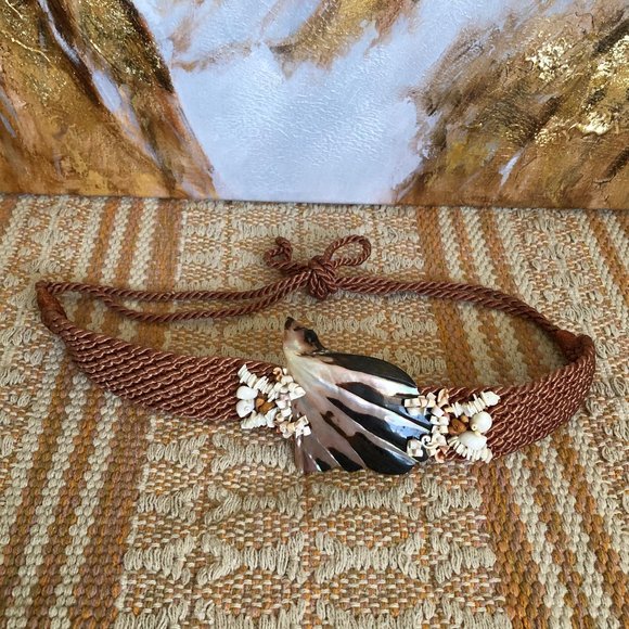 80s vintage abalone mother of pearl sexy beach mermaid goddess belt OS main image 4